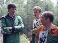 Varsinais-Suomen viesti Rusko 1983 03  Mikko Mannonen, Petri Koskinen ja Heikki Paganus Varsinais-Suomen viestissä Ruskolla 16.7.1983