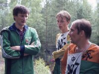 Varsinais-Suomen viesti Rusko 1983 03  Mikko Mannonen, Petri Koskinen ja Heikki Paganus Varsinais-Suomen viestiss Ruskolla 16.7.1983