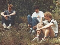 V-S pm-viesti Lieto 1984 05  Rauno Vuori, Olli Knaapi ja Ari Paganus Varsinais-Suomen piirinmestaruusviestiss Liedon asemalla 27.5.1984